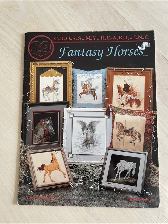 Vintage Other - Cross My Heart 'Fantasy Horses' Cross Stitch Pattern Booklet of 8 Patterns